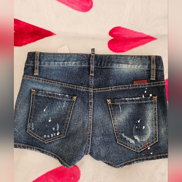 DSQUARED Distressed Blue Jean Shorts - Picture 2 of 6